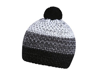 Three rows winter hat, black+grey+white