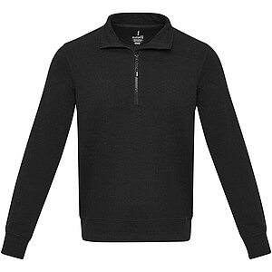 Tin unisex Aware™ recycled quarter zip sweater, solid black