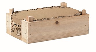 Tomato kit in wooden crate