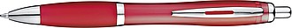 Transparent Ball pen with rubber grip., burgundy