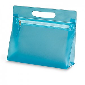 Transparent cosmetic pouch, blue