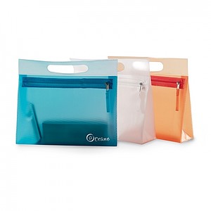 Transparent cosmetic pouch, blue