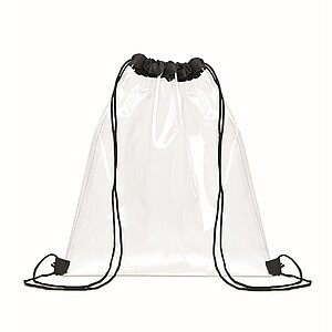 Transparent drawstring bag, black