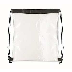 Transparent drawstring bag, black