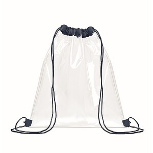 Transparent drawstring bag, french navy