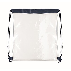 Transparent drawstring bag, french navy