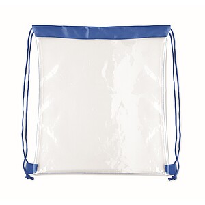 Transparent drawstring bag, royal blue