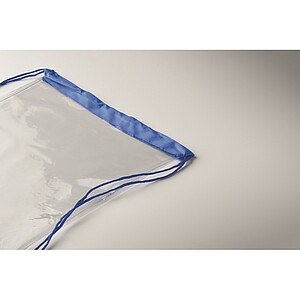 Transparent drawstring bag, royal blue