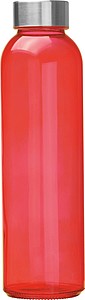 Transparent drinking bottle with grey lid