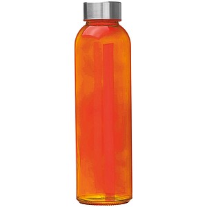 Transparent drinking bottle with grey lid