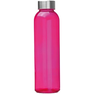 Transparent drinking bottle with grey lid