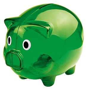 Transparent piggy bank, green