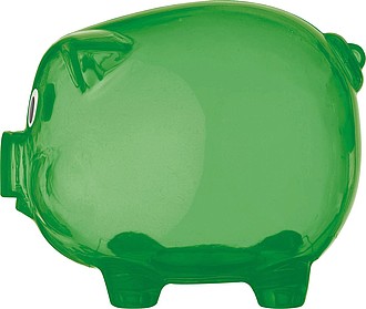 Transparent piggy bank, green