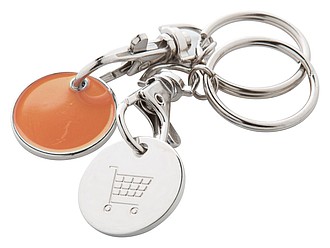 Trolley coin keyring, orange