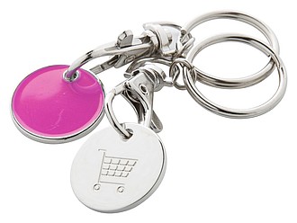 Trolley coin keyring, pink