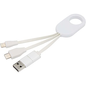 Troop 4-in-1 recycled plastic charging cable, white