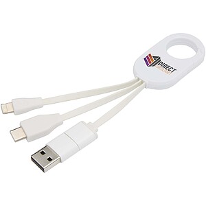 Troop 4-in-1 recycled plastic charging cable, white