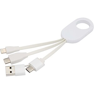Troop 4-in-1 recycled plastic charging cable, white