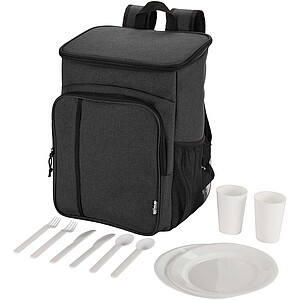 Tundra GRS recycled picnic cooler backpack with cutlery set 20L, heather charcoal