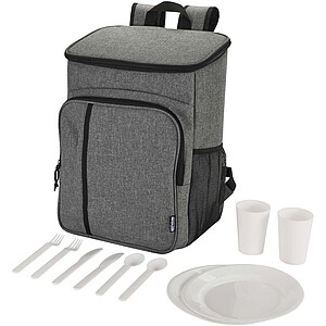 Tundra GRS recycled picnic cooler backpack with cutlery set 20L, heather grey