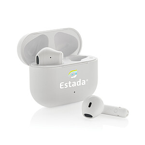 Tunevo RCS recycled plastic wireless earbuds, white