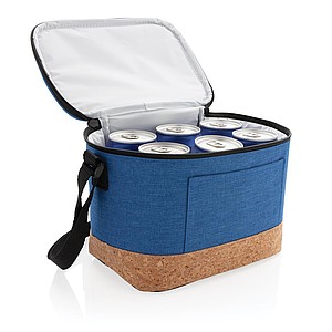 Two tone cooler bag with cork detail,blue