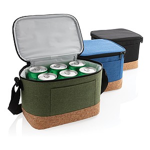 Two tone cooler bag with cork detail,blue