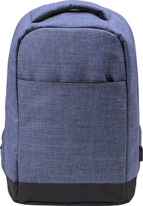 Two-tone polyester (600D) anti-theft backpack, with PVC backing.