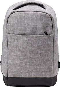 Two-tone polyester (600D) anti-theft backpack, with PVC backing.