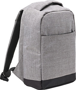 Two-tone polyester (600D) anti-theft backpack, with PVC backing.