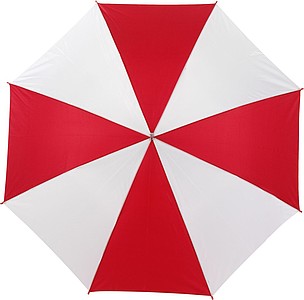 Umbrella with crook handle.Red/white