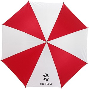 Umbrella with crook handle.Red/white