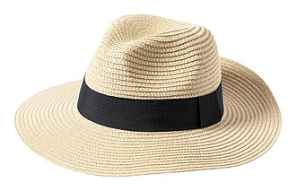 Unisex straw hat in synthetic fibre, beige