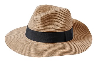 Unisex straw hat in synthetic fibre, brown
