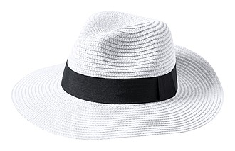 Unisex straw hat in synthetic fibre, white