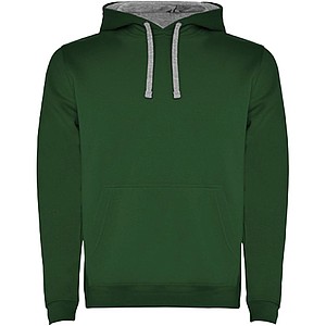 Urban mens hoodie, green with white details, M