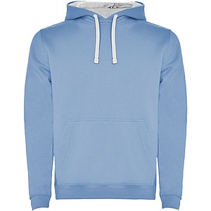 Urban mens hoodie, light blue with white details, S