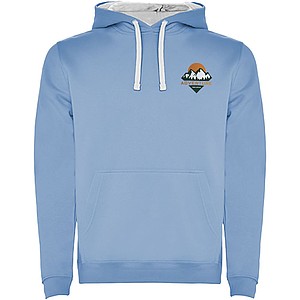 Urban mens hoodie, light blue with white details, S