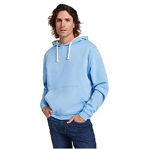 Urban mens hoodie, light blue with white details, S