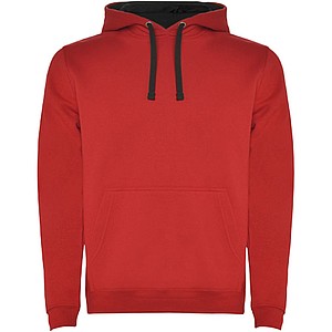 Urban mens hoodie, red with black details, XS