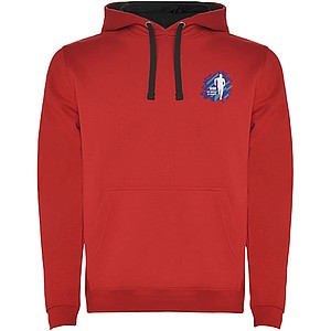 Urban mens hoodie, red with black details, XS