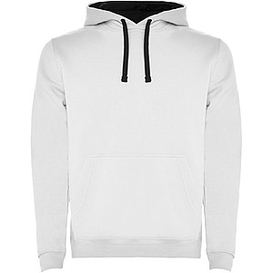 Urban mens hoodie, white with black details, XS