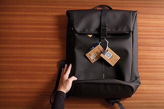 Urban Water Resistant Flap-top Backpack, black, grey