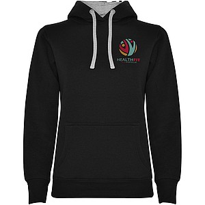 Urban womens hoodie, black with grey details, S
