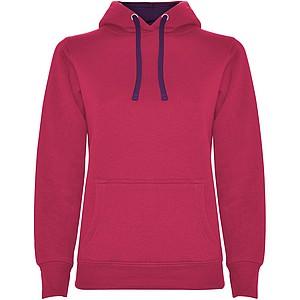 Urban womens hoodie, dark pink with purple details, S