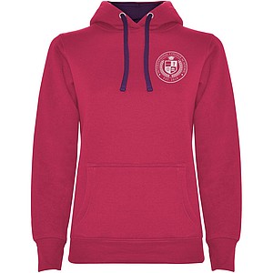 Urban womens hoodie, dark pink with purple details, S