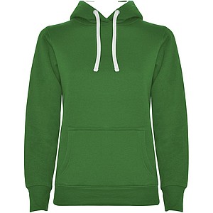 Urban womens hoodie, green with white details, S