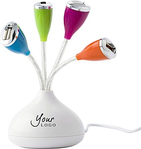 USB hub with four colourful ports 2.0