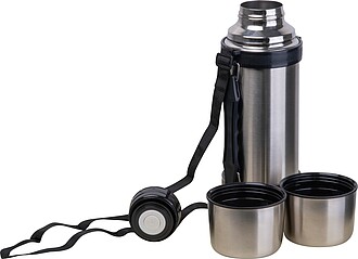 Vacuum insulated flask with cups, 1000 ml, grey
