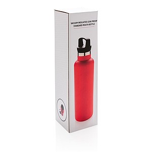 Vacuum insulated leak proof standard mouth bottle, red
